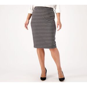 Fashion Women's Skirt Sz XL Regular Printed Ponte Pull On Pencil White A554279